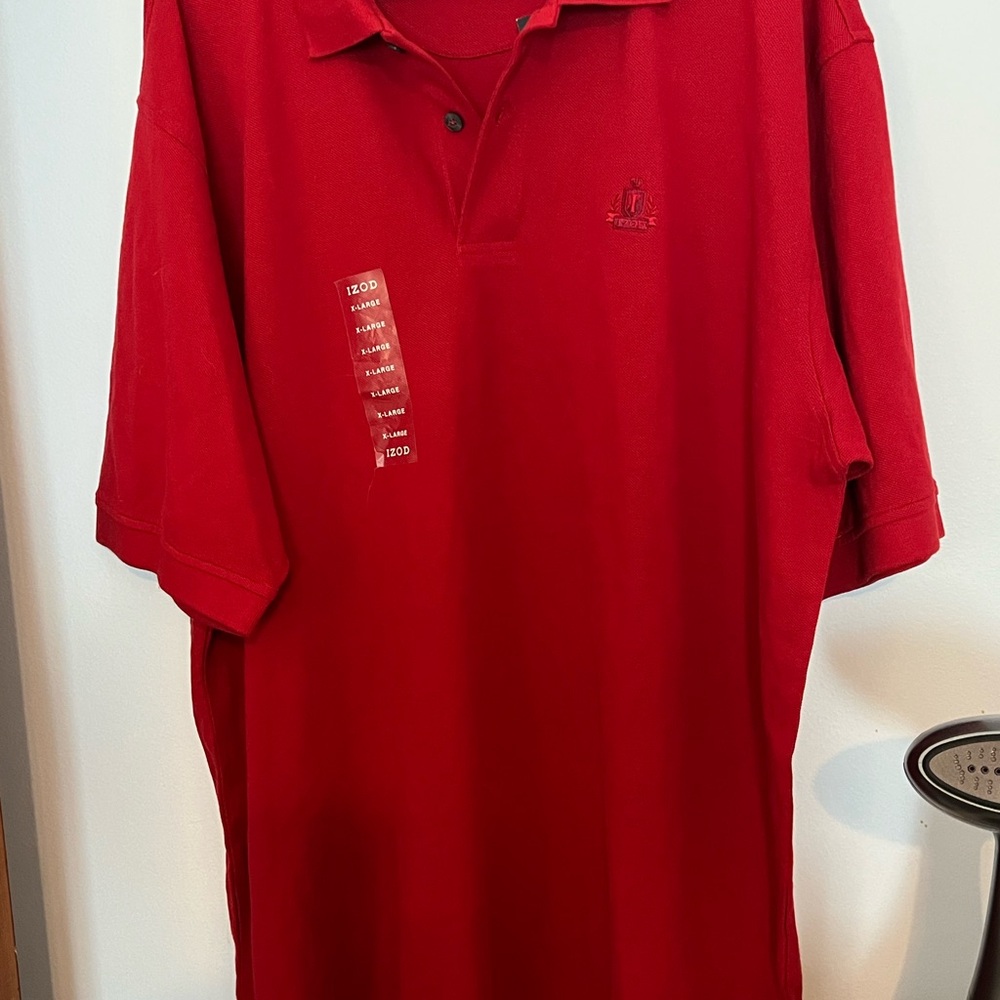 NWT IZOD Golf Polo Shirt Red Collard Mens Size XL IZ Logo, Short Sleeve
